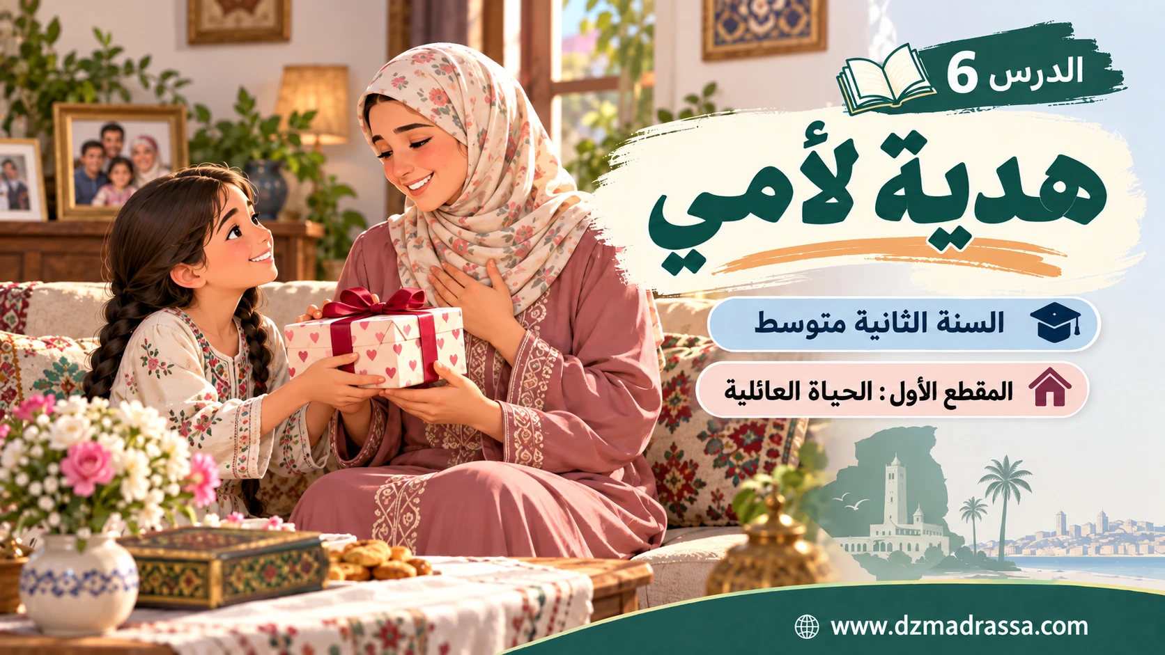هدية لأمي – قراءة مشروحة – صورة توضيحية للدرس