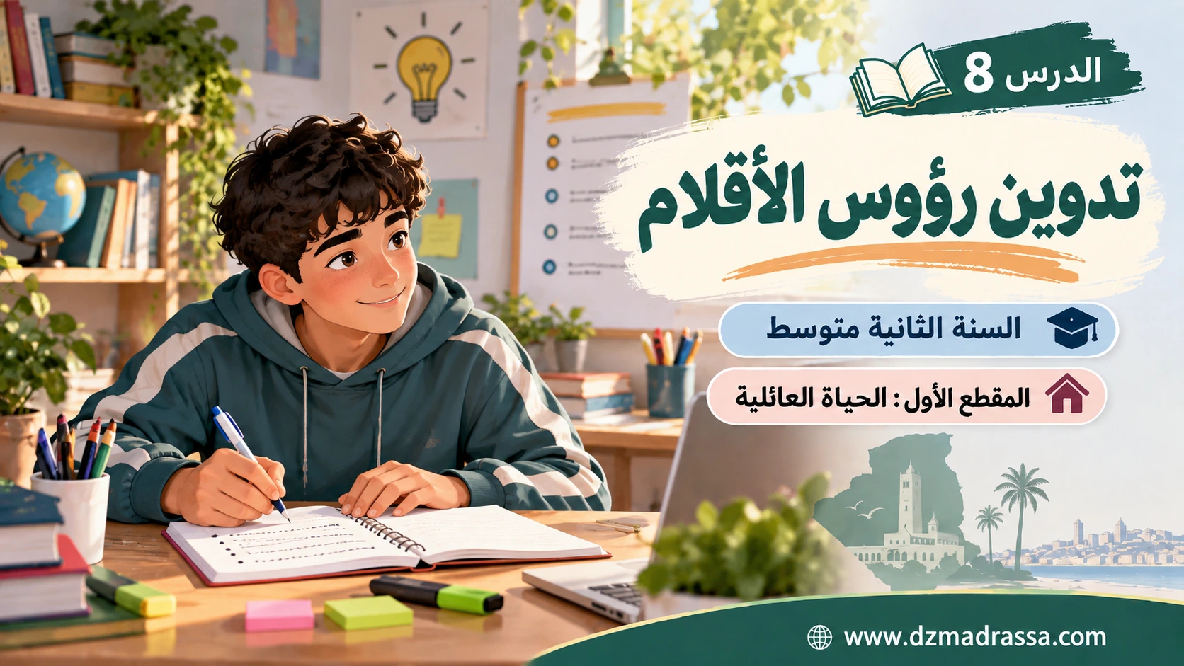 تقنية تدوين رؤوس الأقلام – صورة توضيحية للدرس