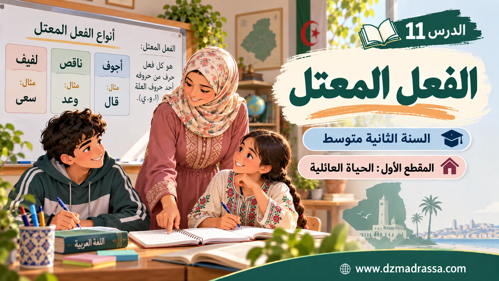 الفعل المعتل وأنواعه – صورة توضيحية للدرس