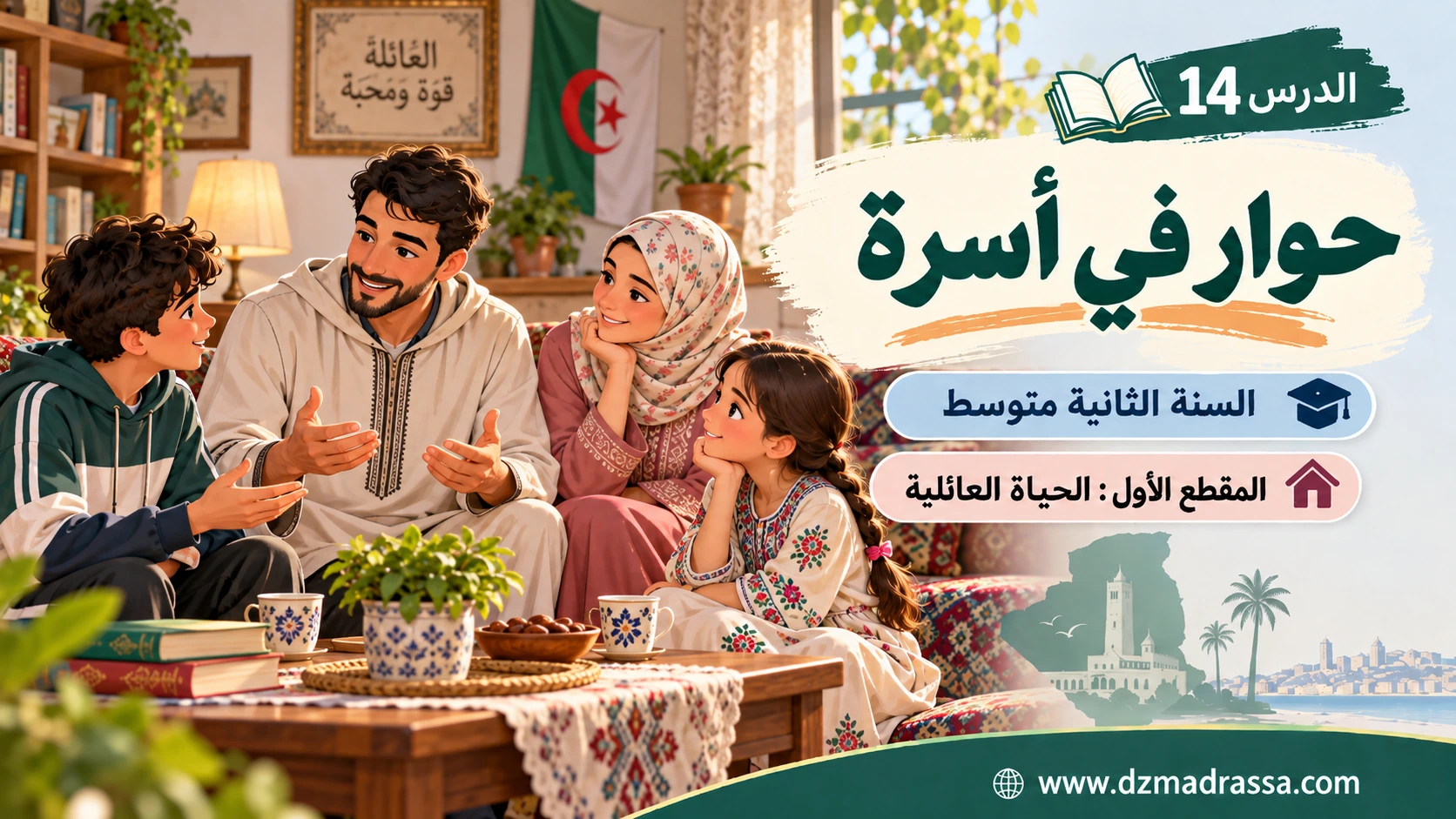 حوار في أسرة – قراءة وإدماج – صورة توضيحية للدرس